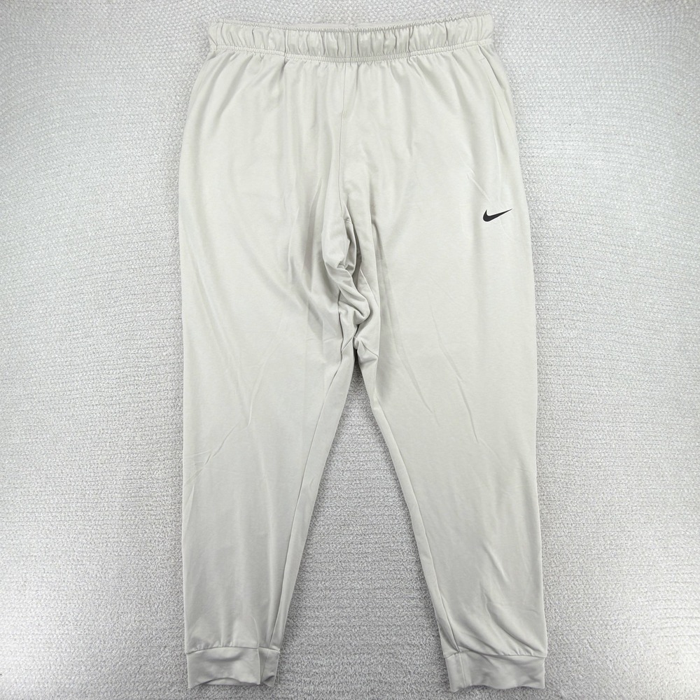 Nike Yoga Dri-FIT Pants Mens 2XL Beige Stretch Tapered Joggers DB4204